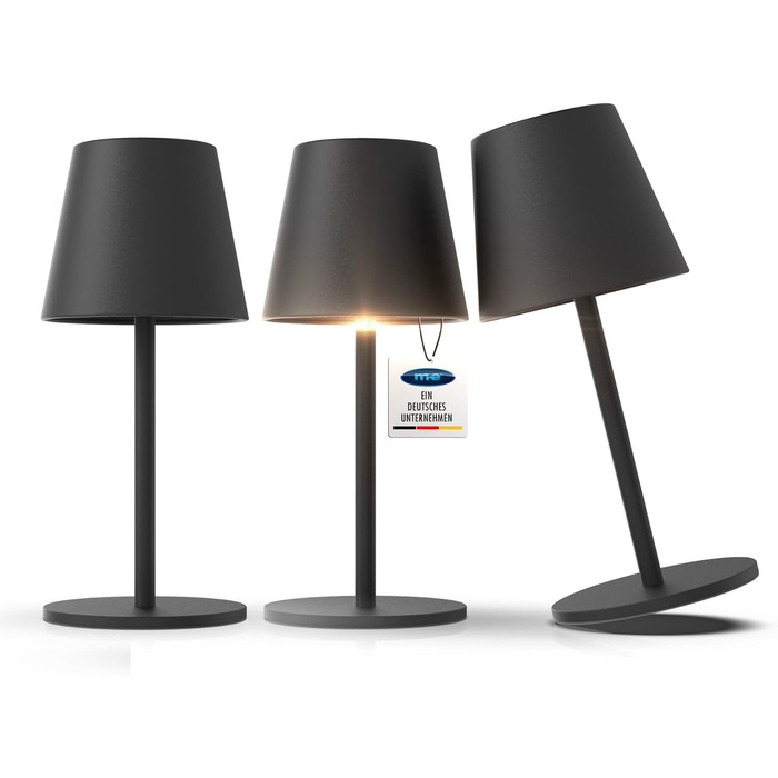 Настільна LED лампа LUNA-80-W з регулюванням яскравості, акумуляторна, 5200mAh, до 72 годин роботи, регульована висота (5 положень), сенсорне управління, тепле біле та кольорове підсвічування (7 кольорів), комплект з 3 шт (чорний)