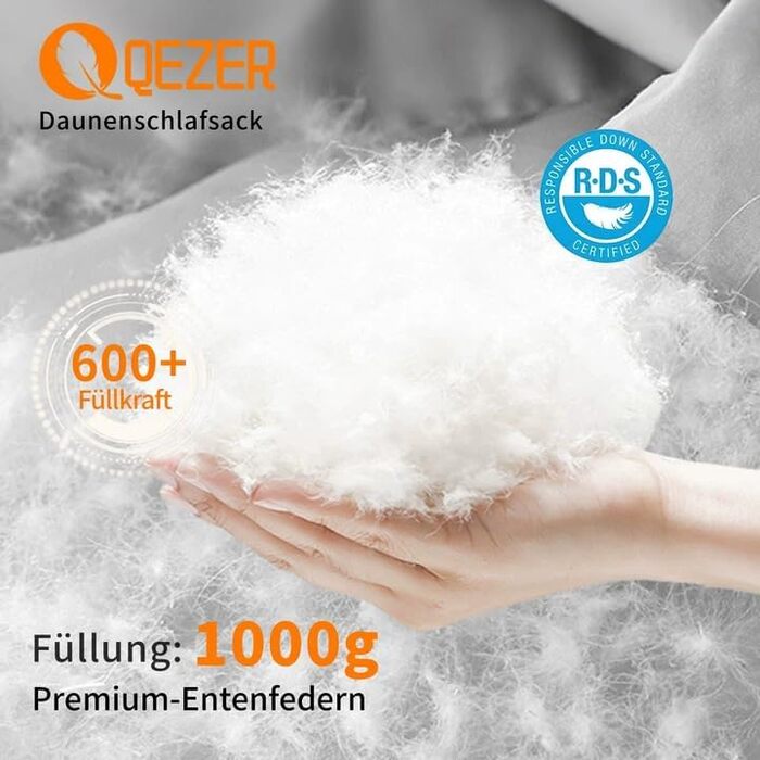 Сплячий мішок пуховий зимовий, 600FP+ преміум-пух, 12°C до -24°C, легкий та теплий для 3-4 сезонів, кемпінг, трекінг, чорний 7°C (оранжевий 0°C)