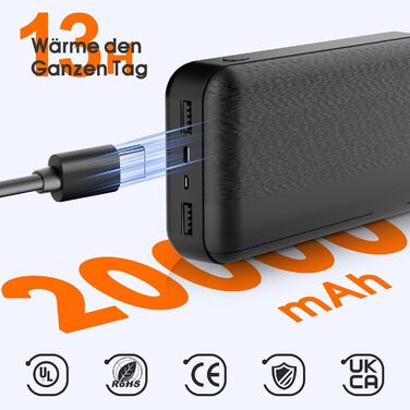 Гріюча жилетка Buba Toys для чоловіків та жінок з акумулятором 20000 mAh, 21 зона нагріву, 3 режими, для активного відпочинку (Outdoor), катання на лижах, велосипеді та мотоциклі, чорний колір