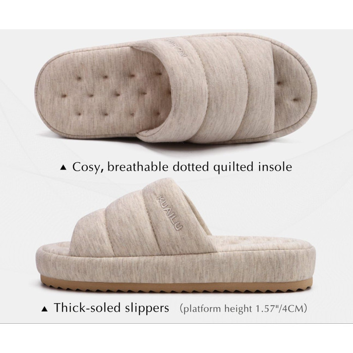 Чоловічі домашні тапочки KuaiLu: стильні, з м'якою устілкою з піною Memory Foam, для дому та вулиці (Бежевий, 49 EU)