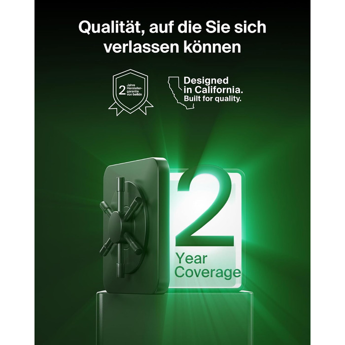 Belkin UltraCharge Qi 2.2 Зарядна станція 2-в-1 25W MagSafe сумісна, бездротова зарядка для iPhone 17, iPhone Air, AirPods, Pixel – Чорний