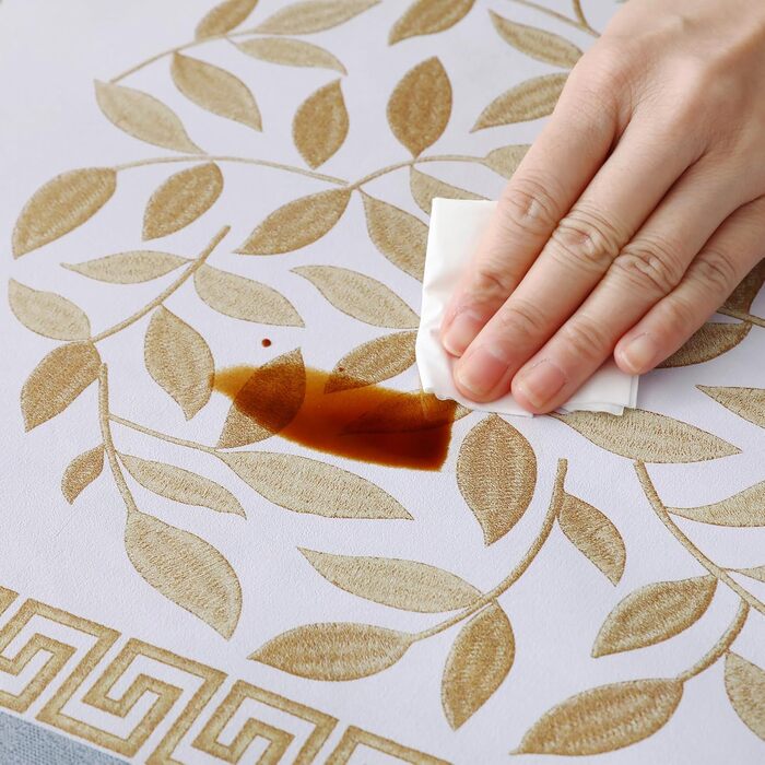 Rayapot PVC Tablecloth Wipeable Table Cover, Plastic Washable Cuttable Tablecloth, Plastic Waterproof Tablecloth, For Kitchen Dining Room - Leaves - Blue - 140x220cm
