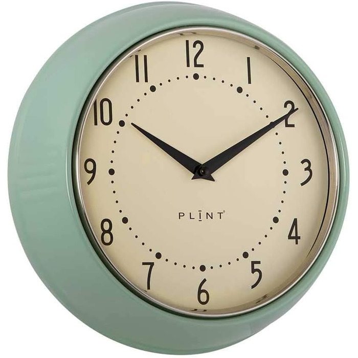 PLINT Retro Wall Clock - Silent Non-Ticking Decorative Leaf Color Wall Clock, Retro Style Wall Decoration for Kitchen, Living Room, Home, Office, School, Easy to Read Large Numbers