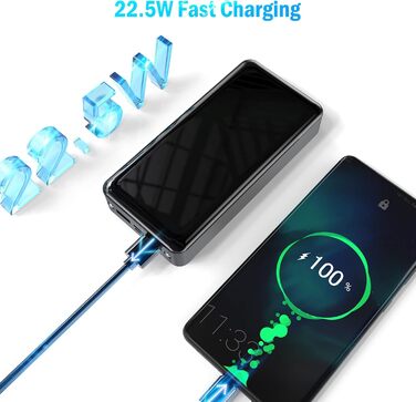 Портативний зарядний пристрій Power Bank 24000 mAh з ліхтариком, LED дисплеєм та швидкою зарядкою Type C. Зовнішній акумулятор для iPhone, iPad та інших пристроїв.