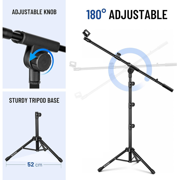 Стійка для мікрофона Cahaya CY0239: металева, портативна, з чохлом для вокалу, виступів, весіль та вулиці