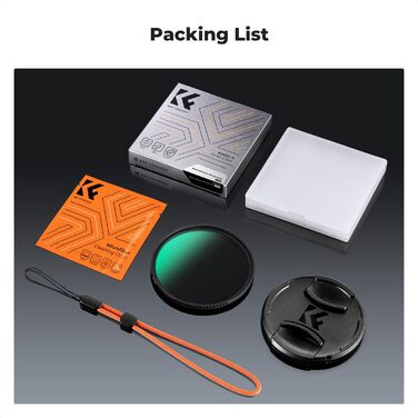 Фільтр K&F Concept з кришкою для об'єктива, серветкою для очищення, захисним фільтром з оптичного скла з 18-шаровим нанопокриттям (Nano Klear) (55mm, Black Mist 1/8)