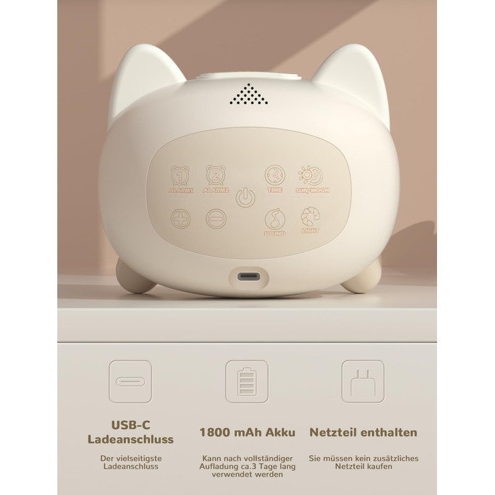 LIORQUE Alarm Clock Kids Light Alarm Clock Kids Sleep Trainer Kids Night Light Dual Alarm Sleep Training Sound Machine Rechargeable Kids Alarm Clock Toddler Boys Girls