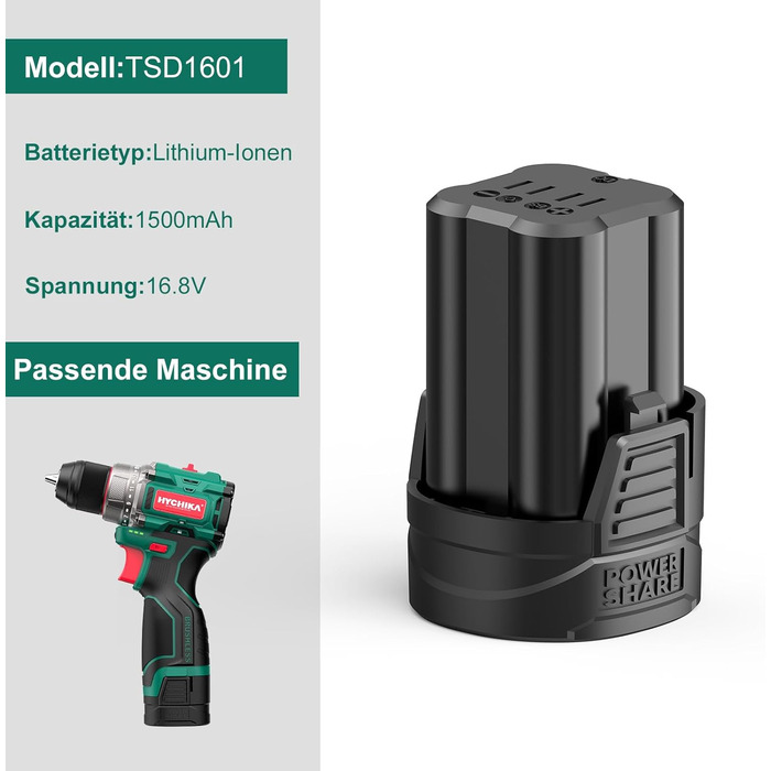 Акумуляторна дриль-шуруповерт HYCHIKA NBT-CD-16.8A-BL: 45Nm, 23+1 момент, 53 шт. аксесуарів, LED, 1500mAh