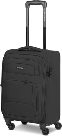 Набір валіз SMARTBOX 3-в-1 для жінок та чоловіків | Легкі та міцні валізи-ролери, якісний softcase, 4 колеса та кодовий замок | Розширювані валізи (Чорний колір, розмір S (56 см))