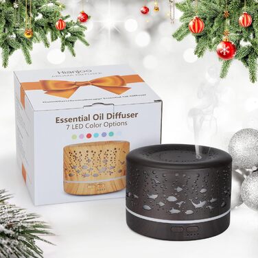 Аромадифузор Hianjoo 700мл з таймером, ультразвуковий, LED, 7 кольорів, для офісу, йоги, спа, спальні - світле дерево (глибка текстура)