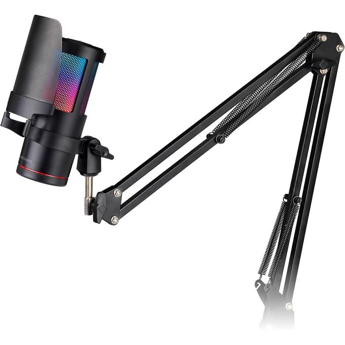 Мікрофон Mars Gaming MMIC-XT: Професійний студійний мікрофон з кульковим кріпленням, поп-фільтром та металевою сіткою (Чорний)