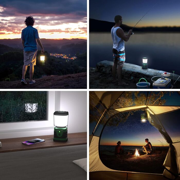 LED Camping Lantern Portable, Super Bright Rechargeable Spotlight with Handle and Hook, 4 Brightness Levels Dimmable, Emergency Light for Power Outages, Hiking, Emergencies, Blackouts, etc. [Energy Class A++]