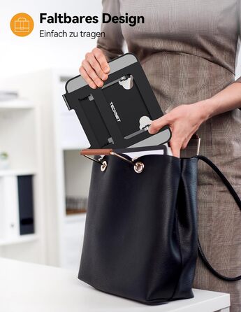 Підставка для ноутбука TECKNET, регульована по висоті, ергономічна, складна, портативна, з вентиляцією, сумісна з ноутбуками та планшетами 11-17.3 дюймів (чорна)