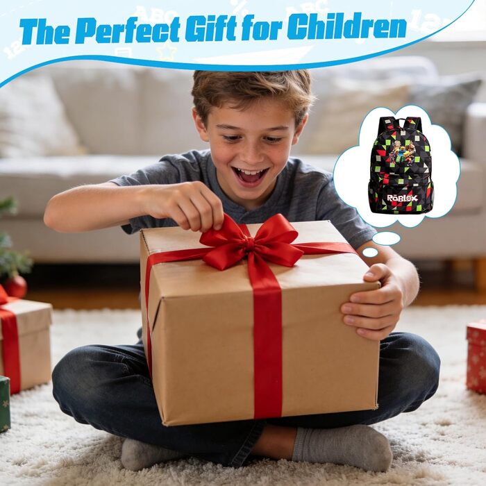 Дитячий рюкзак Yumcute Ro-blx з принтом для підлітків, велика місткість, рюкзак для школи та подорожей, мультяшний дизайн (M)