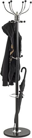 HAKU Furniture Coat Rack, Chrome, Black, Marble, Metal - Dimensions: H 176 cm x Ø 38 cm, Style: Modern
