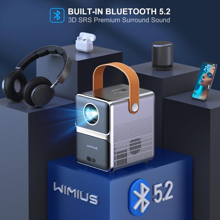 Портативний проєктор Mini Beamer 4K з WiFi 6, Bluetooth, Dolby Audio та підтримкою Netflix. Рожевий колір.