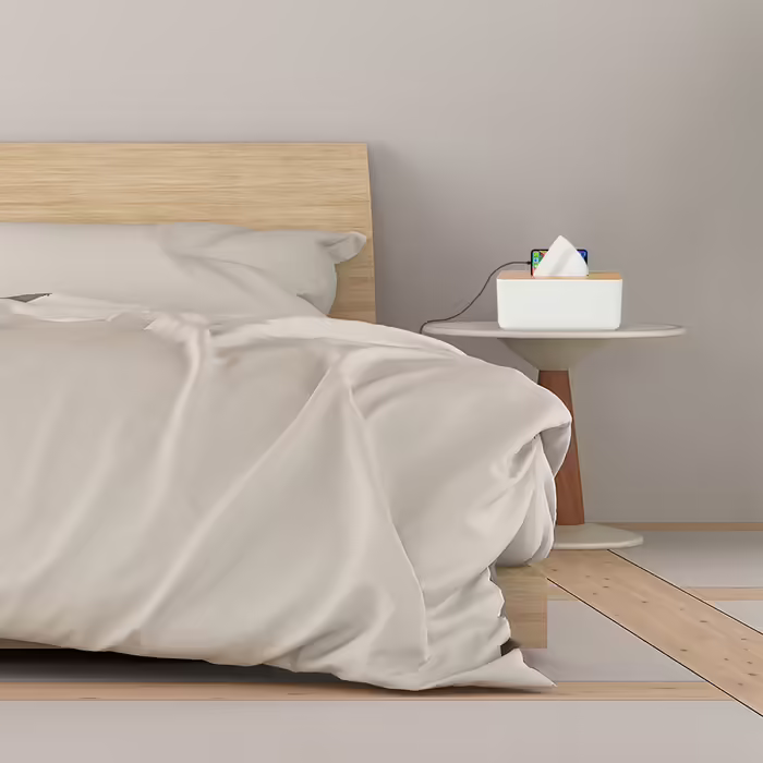 Relaxdays White Towel Box with Bamboo Lid