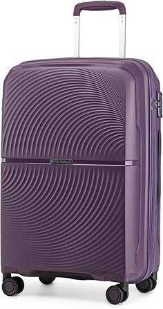 Набір валіз British Traveller Hartschalenkoffer Set: жорсткий корпус, TSA-замок, 8 коліщаток, 100% PP, ручна поклажа (фіолетовий, M)
