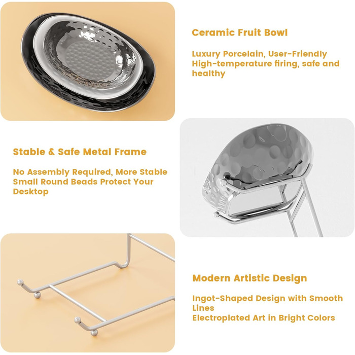 Набір для фруктів та овочів Acliys 3 яруси з кераміки, набір для кухні, порцелянові миски для зберігання фруктів, овочів, снеків, десертів, тортів, тарілка-решітка для вечірки, весілля, сріблястий