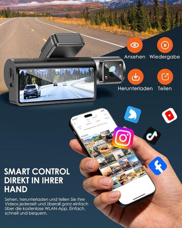 Відеореєстратор iZEEKER 3-канальний 4K з картою 32GB: передній, задній, внутрішній, WiFi 6, нічна зйомка