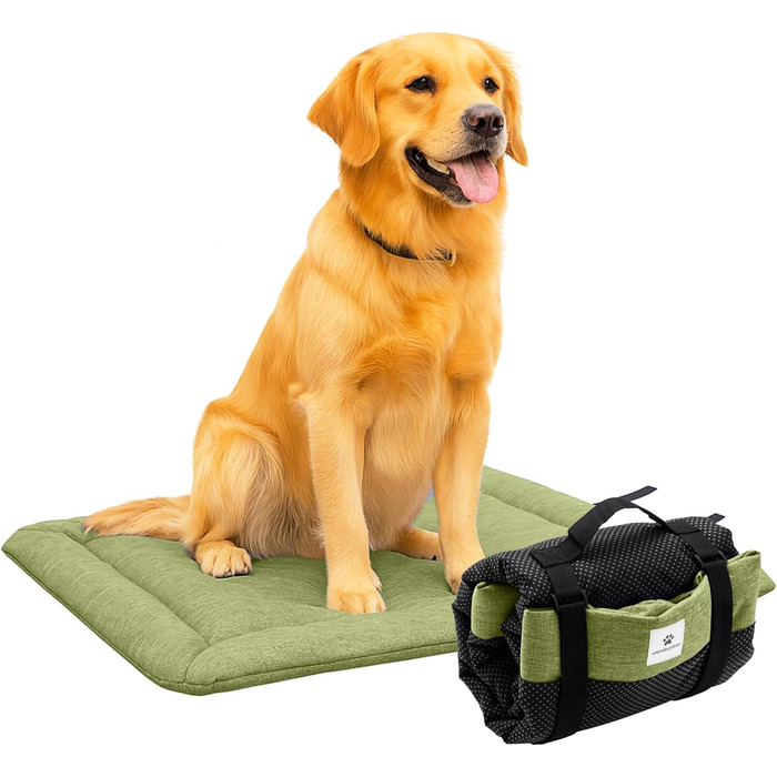 Килимок для собак Wanderpfote, 75x50 см – ортопедичний, водовідштовхувальний, для подорожей – зелений