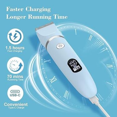 Електричний жіночий триммер 3-в-1 для обличчя, тіла та зони бікіні. Вологостійкий, з LCD-дисплеєм (Блакитний)