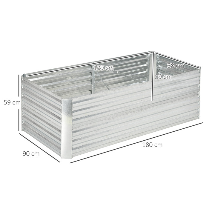 Outsunny Steel Raised Garden Bed, Planting Bed Cold Frame Garden Bed Flower Box Stackable, Planting Box Planter 180x90x60cm for Garden Balcony Terrace, Vegetable Bed for Flowers, Plants, and Fruit | Aosom