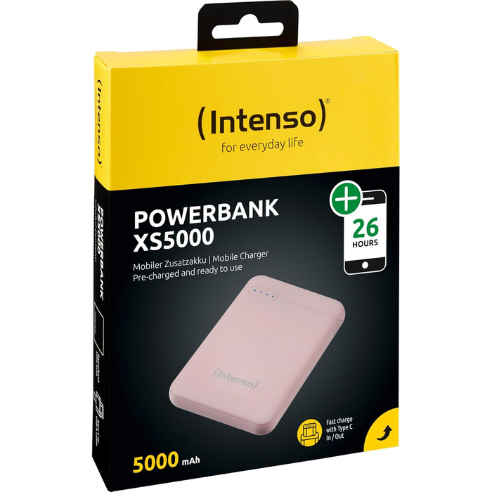 Powerbank Intenso Powerbank XS 5000mAh - зовнішній акумулятор для смартфона, планшета, MP3-плеєра, цифрової камери (рожевий)