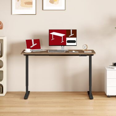 Стол підйомний електричний SANODESK 200x80 см з 2 моторами, пам'ять висоти, стабільний, чорний/коричневий