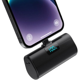 Портативний зарядний пристрій (Power Bank) 5200mAh з дисплеєм LCD для iPhone, Android. Швидка зарядка 20W PD 4.0A. Компактний, чорний
