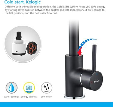 Кухонний змішувач IBERGRIF M22105A, одноlever, матовий чорний, для кухні