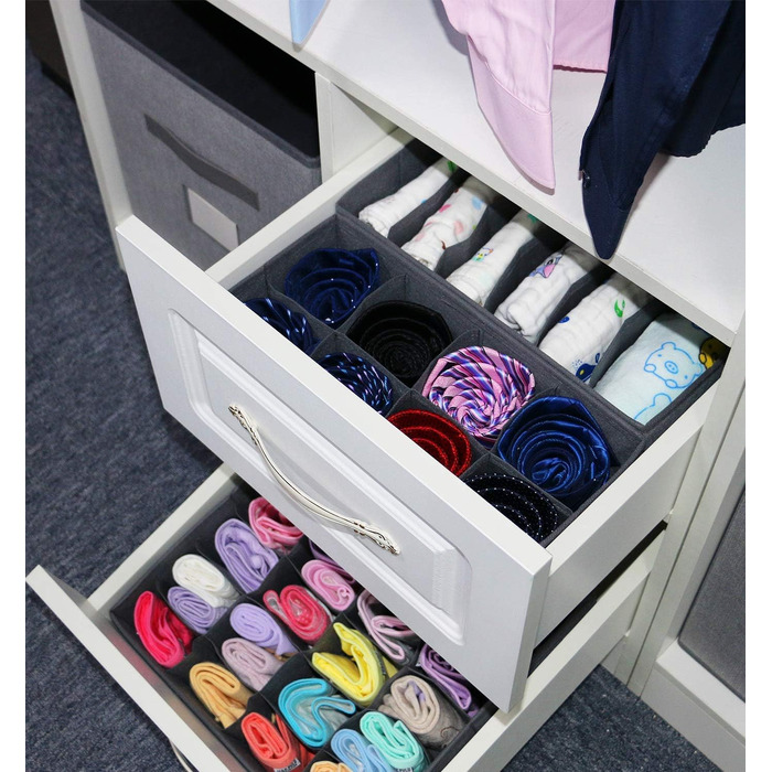 Styleys Set of 4 Foldable Storage Boxes, Drawer Dividers, Odorless Interior Lining, Storage Boxes, Closet Organizer, Under-Bed Organizer for Clothes, Shoes, Underwear, Bras