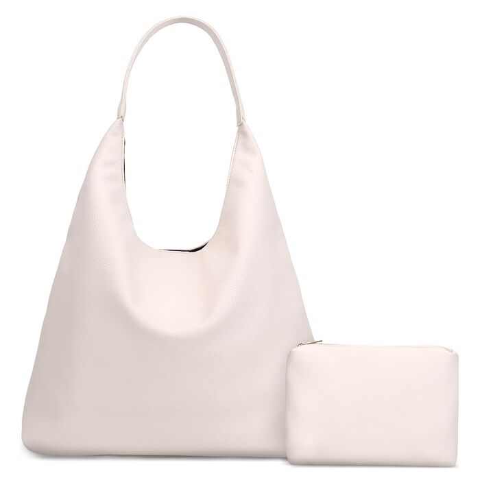 Сумка жіноча GSenhui Hobo Bag бежева: велика шопер-баг з м'якої шкіри для роботи, навчання та покупок