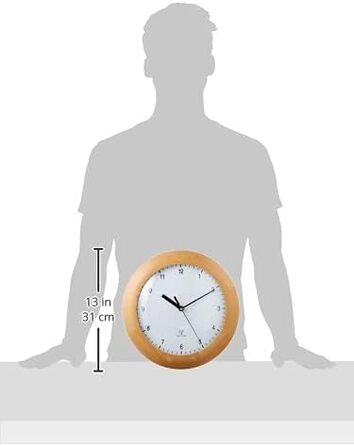 TFA Dostmann Wall Clock, Design Wall Clock Wood, 98.1065, made of beech, for hanging, 31cm diameter, as a kitchen clock, living room clock, design clock, brown