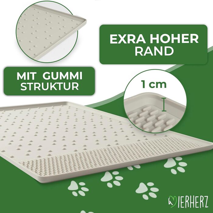 Підставка для миски для собак - непромокальна, нековзна, з високим бортиком - килимок для годування - універсальна - силіконова підставка для миски (чорна, велика) 55x40 см