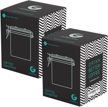 Набір кавових контейнерів Coffee Gator з нержавіючої сталі (2 шт.) - для кави в зернах та меленої, з датою, CO2-вентилем та мірною ложкою