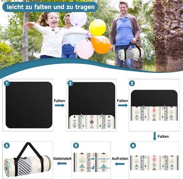 Плед для пікніка Hysagtek 200x200 см, водонепроникний, великий пляжний плед в стилі бохо для відпочинку на природі, кемпінгу, парку