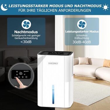 Електричний осушувач повітря 2800 мл | Тихий осушувач для дому з авто-розморожуванням та таймером | Осушувач для підвалу, ванної кімнати | 7-кольорове LED підсвічування з нічним режимом, 500 мл/на добу