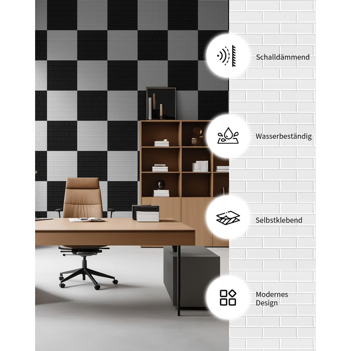 Акустичні панелі самоклеючі для звукоізоляції стін, 30x30x0.9 см, набір 8 шт, чорні — для студії звукозапису, геймерської кімнати та офісу