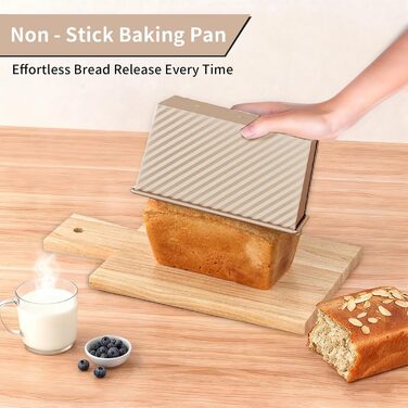 Форма для випічки хліба Toastbrot 450г, 2 шт. Антипригарна, вуглецева сталь, з кришкою, перфорована - для рівномірного випікання в духовці