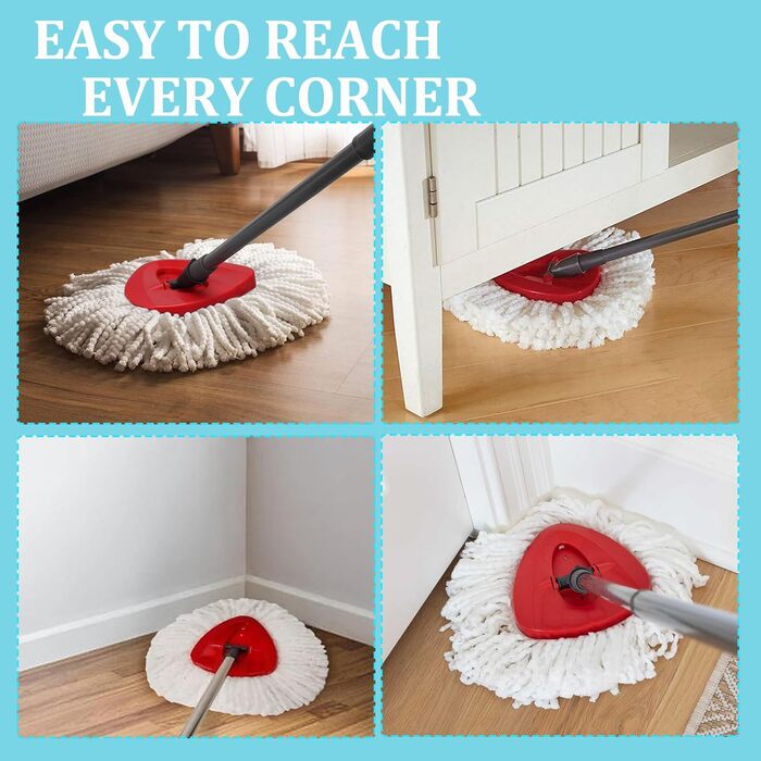 APOCHON 10 Pack Spin Mop Replacement Heads, 100% Microfiber, Spin Mop Refill Heads, 360° Micro Replacement Mop Head for Easy Home Cleaning, Floor Wiper (Mop and Bucket Not Included)