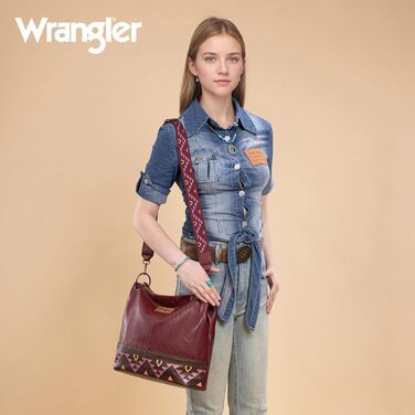 Сумка жіноча Wrangler Hobo з екошкіри, верхня ручка, крос-боді (Western Burgundy)