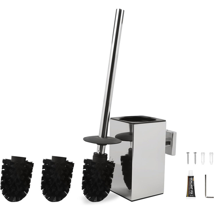 Набір для чищення унітазу Exleco з щіткою та змінною щіткою, золотий, для ванної кімнати