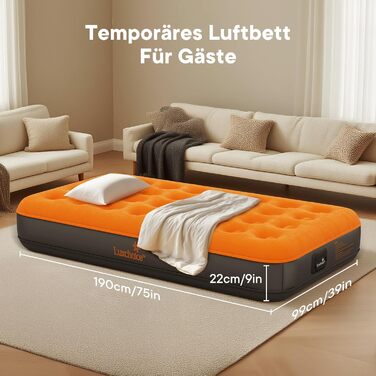 Надувний матрац самонадувний, 190x99x22 см, 150 кг, для кемпінгу, подорожей, гостей