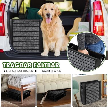 Рампа для собак у машину, розкладна, 160 см, з антиковзким покриттям, для легкових автомобілів, вантажівок та SUV, стабільна, для великих та середніх собак до 90 кг, 160*43 см (Д x Ш)