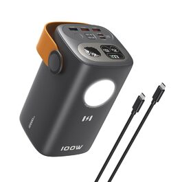 Power Bank Selore&S 60000mAh 100W з 5 портами USB-C для iPhone, Samsung, MacBook, iPad Pro, Switch, Steam Deck, Surface Go (Сірий)