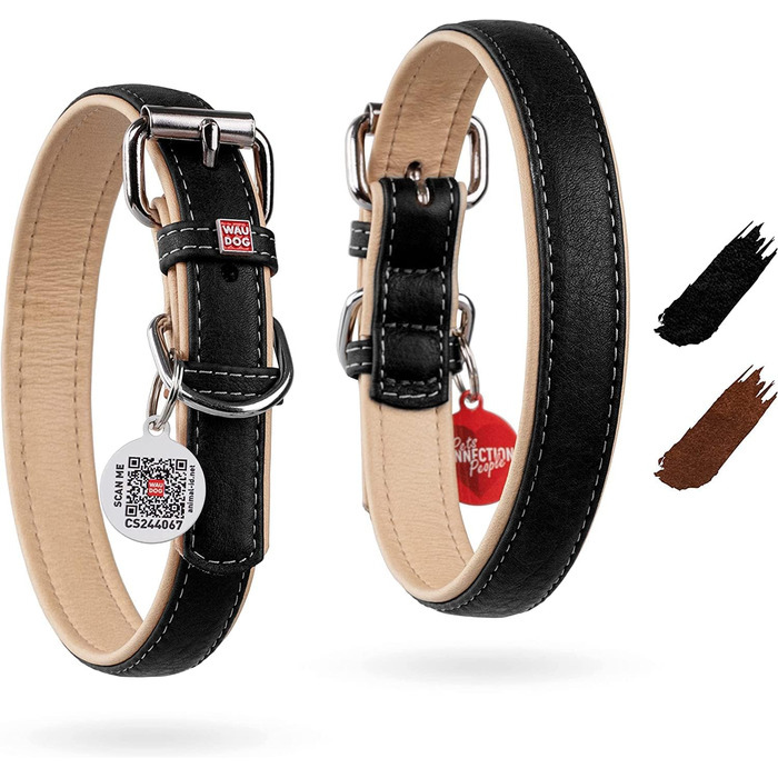 Нашийник для собак WAUDOG: шкіряний нашийник для великих, середніх та маленьких собак, цуценят. Ширина 15 мм, довжина 27-36 см. Чорний колір.