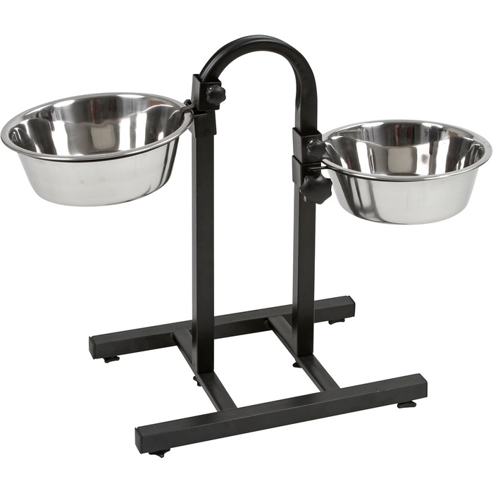 Kerbl Pet Feeder Bar with Bowls - Adjustable Height, 2 x 2800ml Capacity