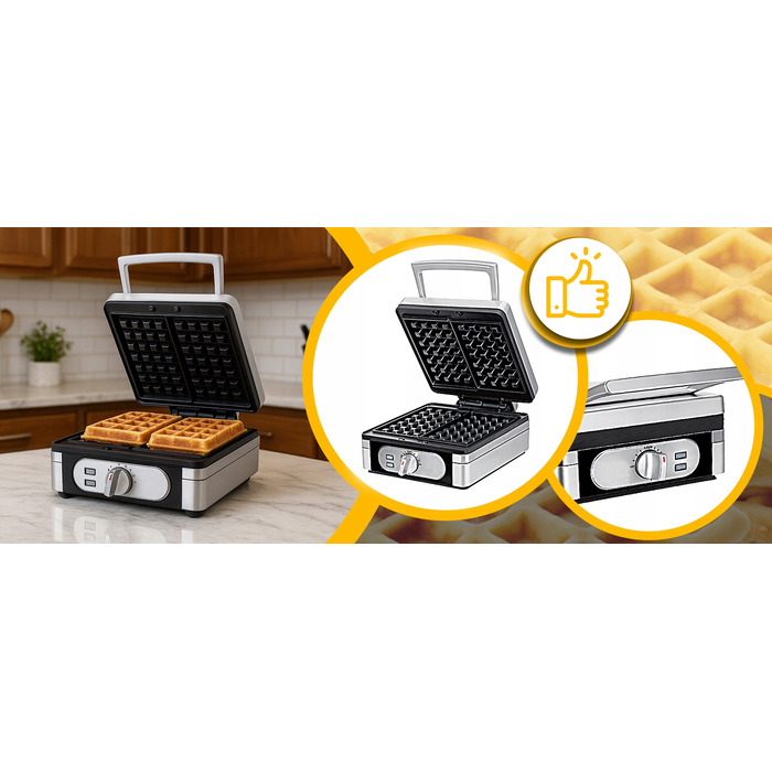Вафельниця GOFROWNICA 1400W XXL на 2 вафлі з регулюванням температури для пухких та хрумких вафель, міцна конструкція