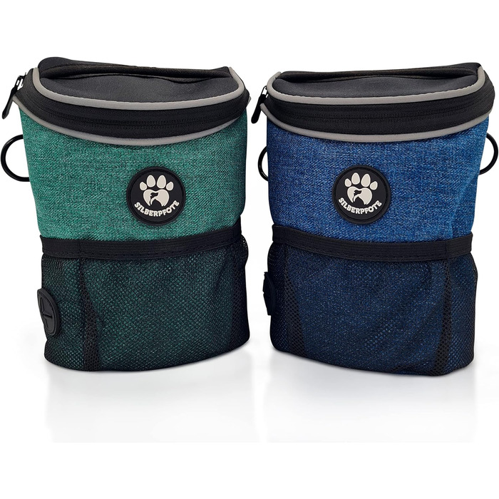 Преміум сумка для ласощів для собак - ідеальна для виховання та дресирування. Функціональна, практична, багато місця та з дозатором кульок для прибирання (зелена)